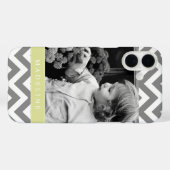 グレーとグリーンのジガグのパーソナライズされた写真 Case-Mate iPhoneケース (裏面 (横))