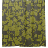 グレーとグリーンの抽象芸術 シャワーカーテン (正面)