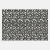 グレーとグリーンの迷彩画 ラッピングペーパーシート (正面3)