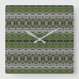 グレーとグリーンのMIxの正方形の壁時計 スクエア壁時計
