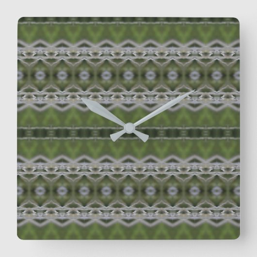 グレーとグリーンのMIxの正方形の壁時計 スクエア壁時計 (正面)