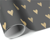 グレーとゴールドのヴィンテージ ハート ドゥードル ラッピングペーパー (ロールコーナー)