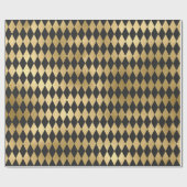 グレーとゴールドの箔ダイヤモンド ラッピングペーパー (フラット)