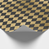 グレーとゴールドの箔ダイヤモンド ラッピングペーパー (角)