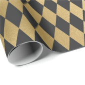 グレーとゴールドの箔ダイヤモンド ラッピングペーパー (ロールコーナー)