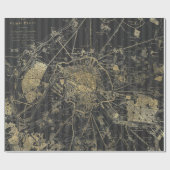 グレーとゴールドの箔 ヴィンテージ地図 ラッピングペーパー (フラット)