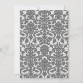 グレーとシルバーのダマスクの結婚式テンプレート 招待状 (裏面)