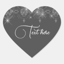 グレーとシルバーのレースの輝エレガントくハートシール