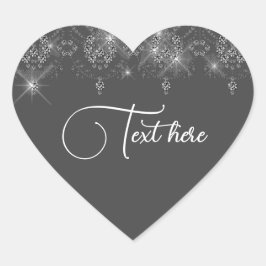 グレーとシルバーのレースの輝エレガントくハートシール ハートシール