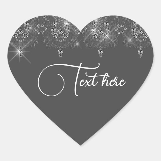 グレーとシルバーのレースの輝エレガントくハートシール ハートシール (正面)