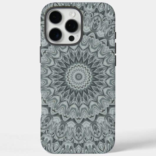 グレーとシルバーの曼荼羅パターン Case-Mate iPhoneケース (裏面)