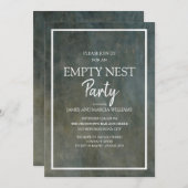 グレーとシルバーの質感のある見た目の空の巣パーティー 招待状 (正面/裏面)