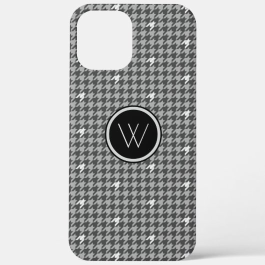 グレーとシルバーアクセント千鳥格子の付きケースメイト Case-Mate iPhoneケース (裏面)