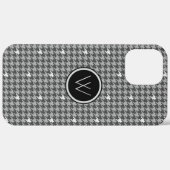 グレーとシルバーアクセント千鳥格子の付きケースメイト Case-Mate iPhoneケース (裏面 (横))
