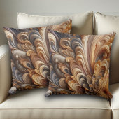 グレーとタンのスカルプトフローラとフェザーパターン クッション