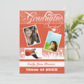 グレーとタンジェリンコーラルシニア写真クラス 案内状 (スタンド正面)