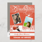 グレーとタンジェリンコーラルシニア写真クラス 案内状 (正面/裏面)