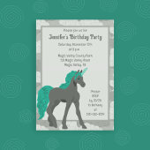 グレーとターコイズのユニコーン オーダーメイド 招待状