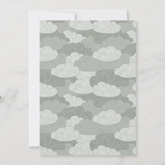 グレーとターコイズのユニコーン オーダーメイド 招待状 (裏面)