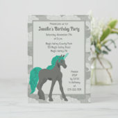 グレーとターコイズのユニコーン - カスタマイズ可能 招待状 (スタンド正面)