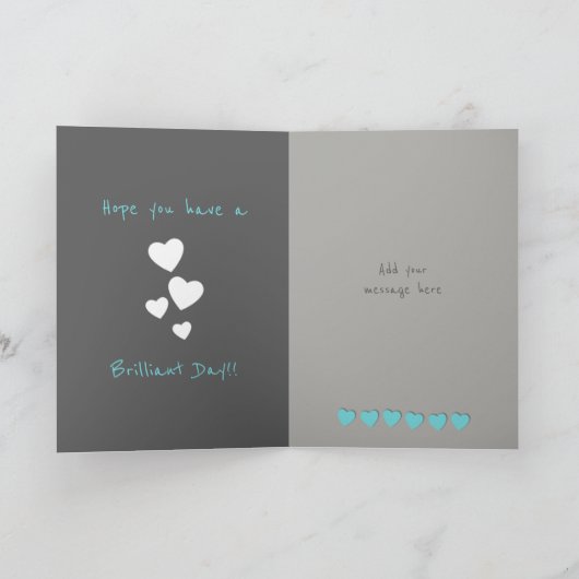 グレーとターコイズムーム写真誕生日 カード (内部)