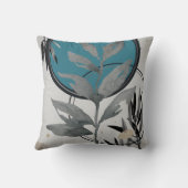 グレーとターコイズ芸術的抽象芸術水色 クッション (裏面)