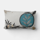 グレーとターコイズ芸術的抽象芸術水色 ランバークッション (裏面)