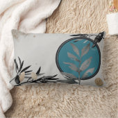 グレーとターコイズ芸術的抽象芸術水色 ランバークッション (ブランケット)