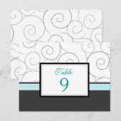 グレーとティール（緑がかった色）の表番号カード ポストカード (正面/裏面)