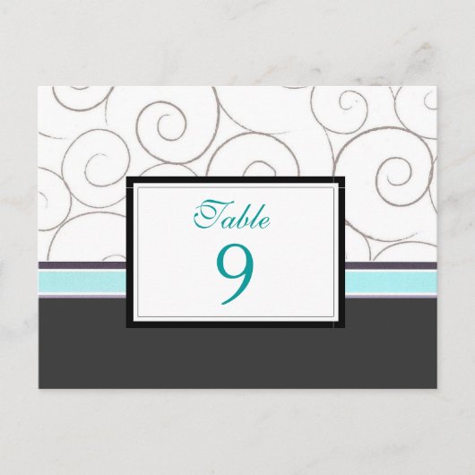 グレーとティール（緑がかった色）の表番号カード ポストカード (正面)