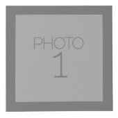 グレーとティール(緑がかった色)シェブロンカスタムズ – モノグラム フォトキューブ (正面)