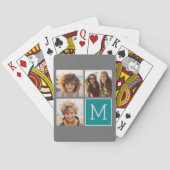 グレーとティール（緑がかった色）Instagramフォトコラージモノグラム トランプ (裏面)