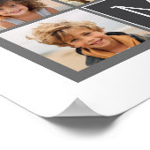 グレーとティール(緑がかった色)Instagramフォトコラージモノグラム ポスター (角)