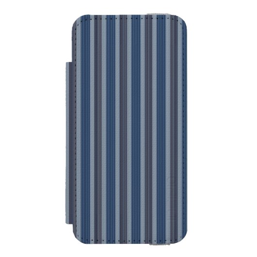 グレーとデニムのピンストライプ INCIPIO iPhoneウォレットケース (フォリオ 正面)