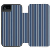 グレーとデニムのピンストライプ INCIPIO iPhoneウォレットケース (フォリオ Open)