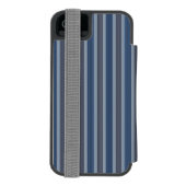 グレーとデニムのピンストライプ INCIPIO iPhoneウォレットケース (フォリオ裏面)