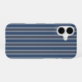 グレーとデニムのピンストライプ iPhone 16ケース (裏面横)