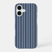 グレーとデニムのピンストライプ iPhone 16ケース (裏面)