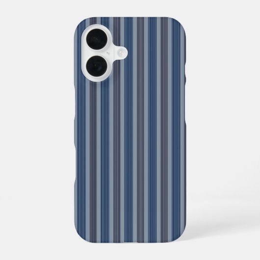 グレーとデニムのピンストライプ iPhone 16ケース (裏面)