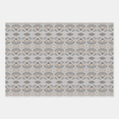 グレーとトープかわいらしシパターン（の模様が）あるート紙 ラッピングペーパーシート (正面2)