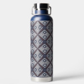 グレーとネイビーブルーの泥の布美インスパイアしい ウォーターボトル (背面)