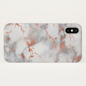 グレーとバラの金ゴールド大理石効果 Case-Mate iPhoneケース (裏面(横))