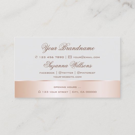 グレーとバラ金ゴールドデコールキュートフラワーモダンフローラ 名刺 (裏面)