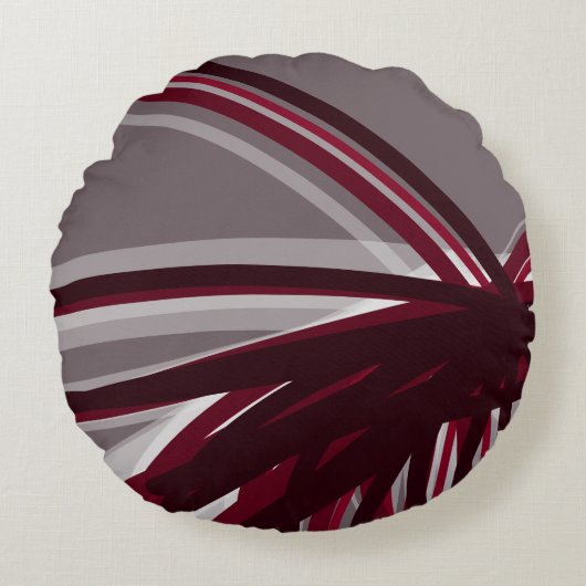 グレーとバーガン芸術的ディリボン丸い枕 ラウンドクッション (正面)