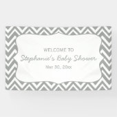 グレーとパステルピンクシェブロン赤ちゃんシャワー 横断幕 (横)