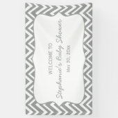 グレーとパステルピンクシェブロン赤ちゃんシャワー 横断幕 (縦)