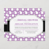グレーとパープルの水玉模様ブライダルシャワー招待状 招待状 (正面/裏面)