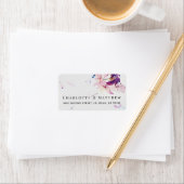 グレーとパープルウォーターのカラーフローラ住所 シール (インサイチュ)