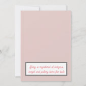 グレーとピンクかわいいネズミの女の子ベビーシャワー 招待状 (裏面)