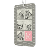 グレーとピンクのインスタグラム5フォトコラージモノグラム カーエアーフレッシュナー (左)